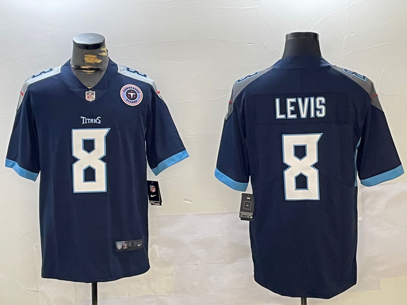 Men Tennessee Titans #8 Levis dark Blue 2024 Nike Vapor Limited NFL Jersey style 2